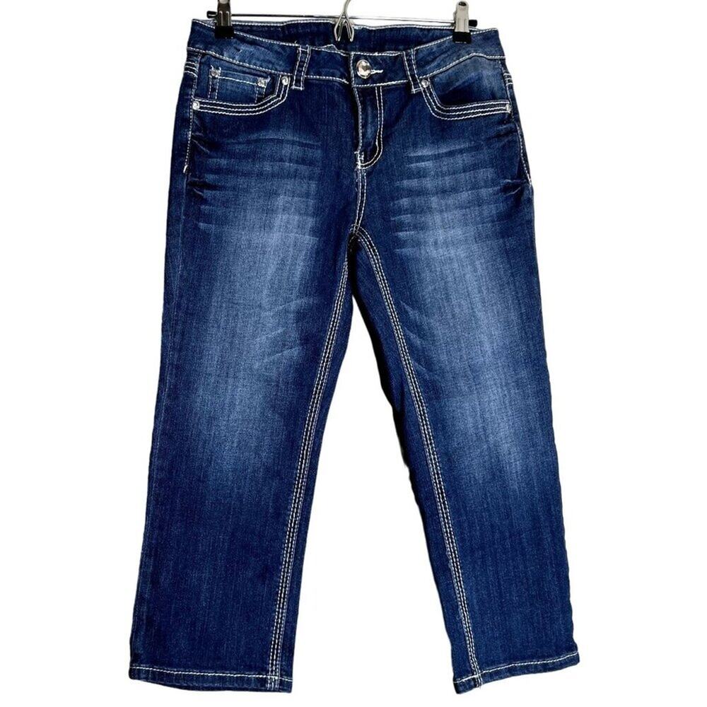 Denim Couture Jeans Women Size 31 Embellishments Zip & Button Closure Angel wing